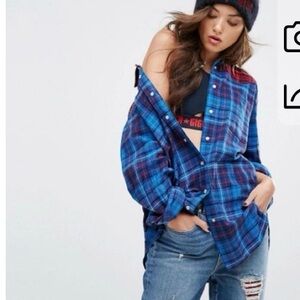 Tommy Hilfiger CUSTOM FIT
COUPE SUR MESURE Teal and Navy Plaid Shirt